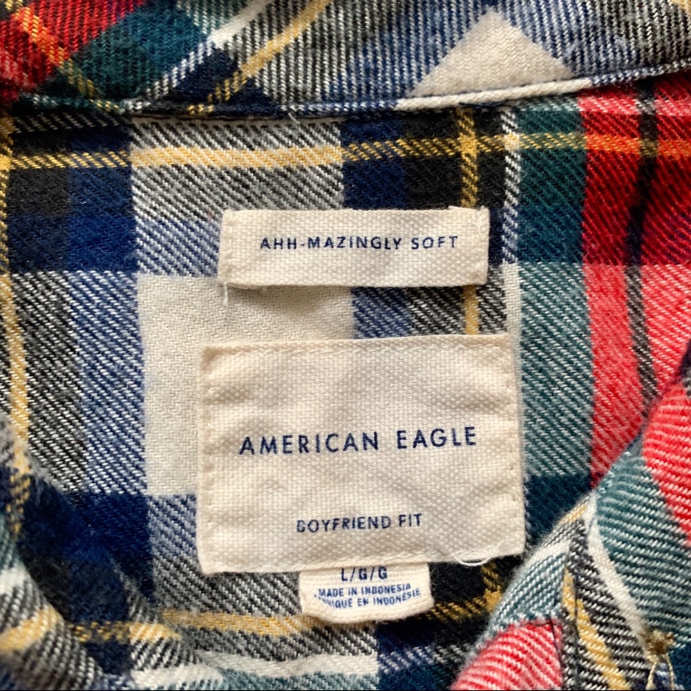 American Eagle Outfitters Red Plaid Button-Up Shirt - Picture 3 of 4